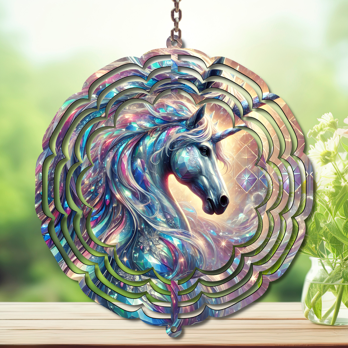 Unicorn Aluminum Metal Wind Spinner, multiple images available. TheCraftNook