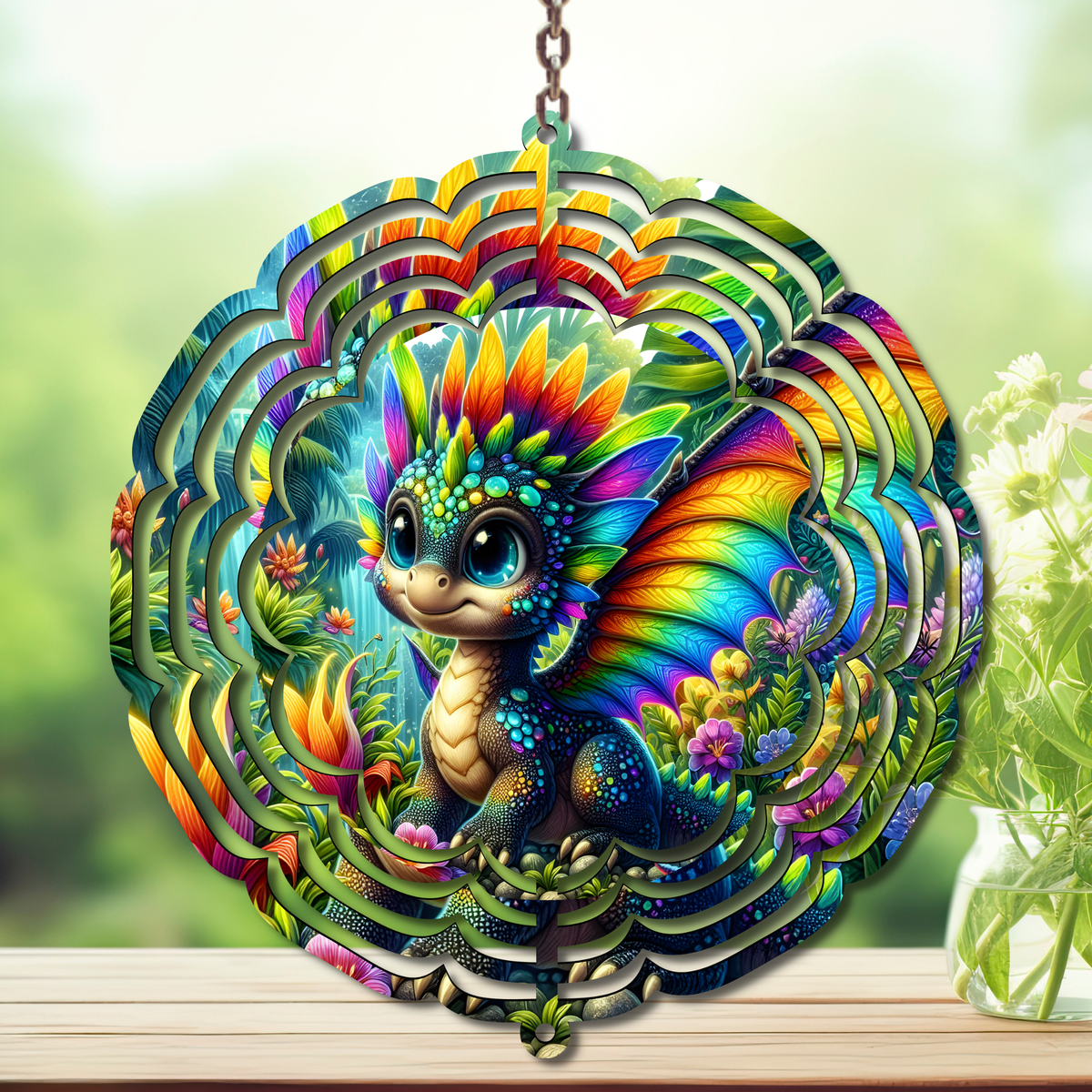 Dragons Aluminum Metal Wind Spinner, Let your yard roar with color — magical motion and fantasy‑themed flair. Multiple images available. TheCraftNook