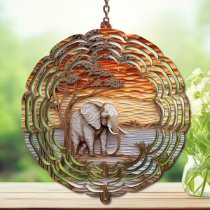 Elephant Aluminum Metal Wind Spinner, multiple images available. TheCraftNook