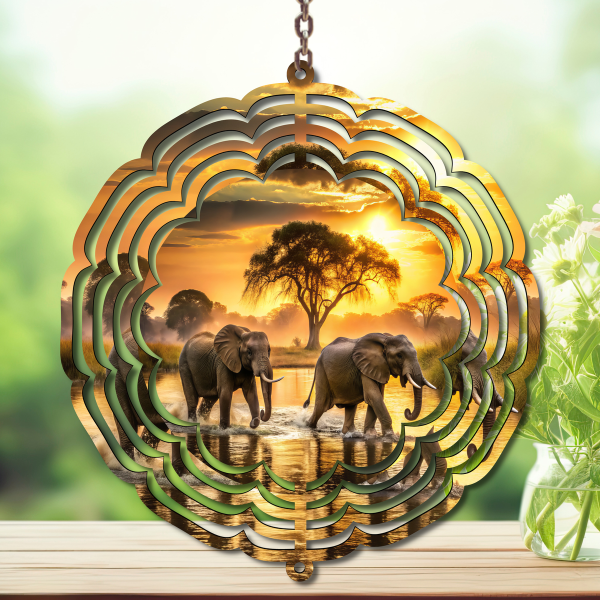 Elephant Aluminum Metal Wind Spinner, multiple images available. TheCraftNook