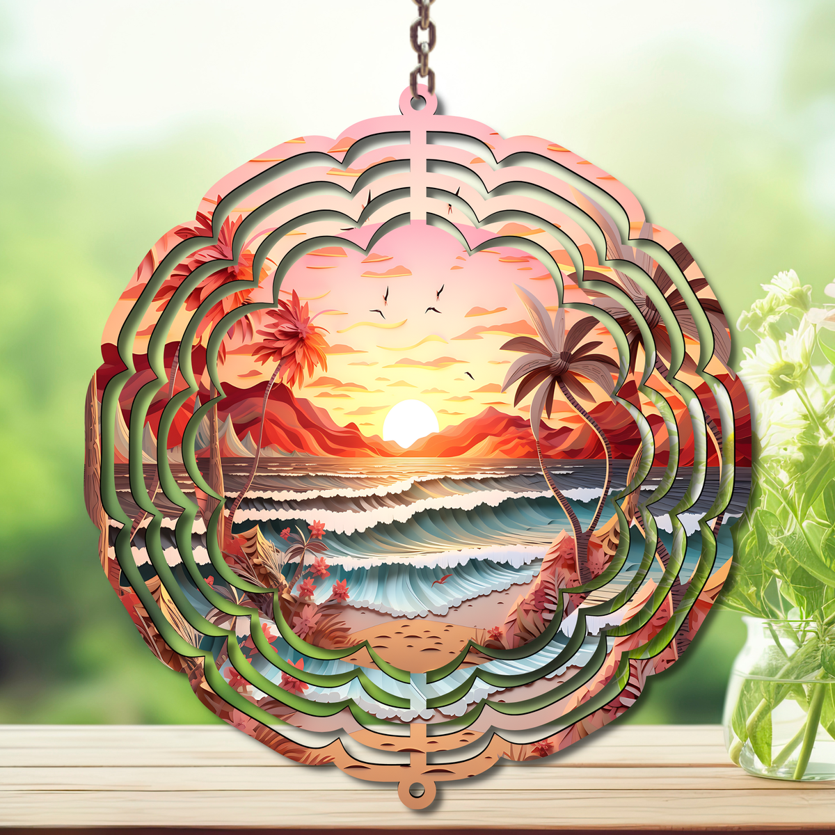 Beach Aluminum Metal Wind Spinner, multiple images available. TheCraftNook