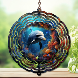 Dolphins Aluminum Metal Wind Spinner, Let your yard spin with ocean magic multiple images available. TheCraftNook