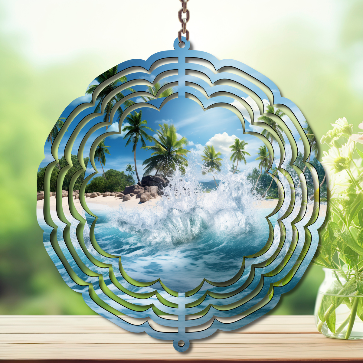 Beach Aluminum Metal Wind Spinner, multiple images available. TheCraftNook