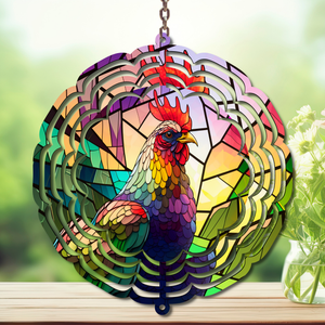 Chicken Aluminum Metal Wind Spinner, multiple images available. TheCraftNook