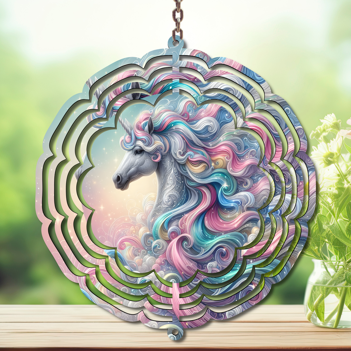 Unicorn Aluminum Metal Wind Spinner, multiple images available. TheCraftNook