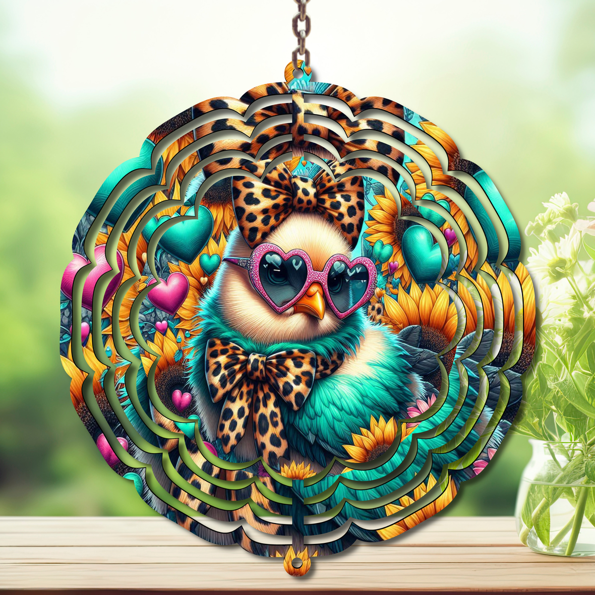 Chicken Aluminum Metal Wind Spinner, multiple images available. TheCraftNook