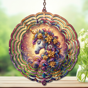Unicorn Aluminum Metal Wind Spinner, multiple images available. TheCraftNook