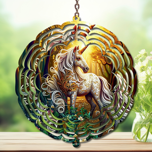 Unicorn Aluminum Metal Wind Spinner, multiple images available. TheCraftNook