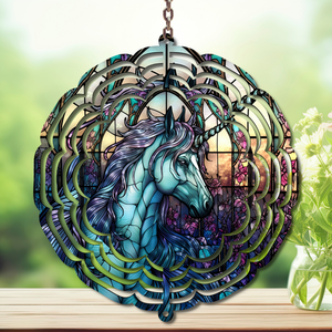 Unicorn Aluminum Metal Wind Spinner, multiple images available. TheCraftNook