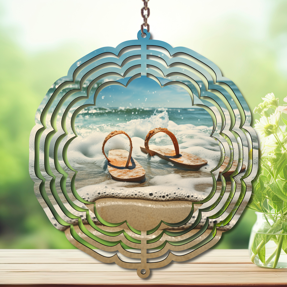 Beach Aluminum Metal Wind Spinner, multiple images available. TheCraftNook