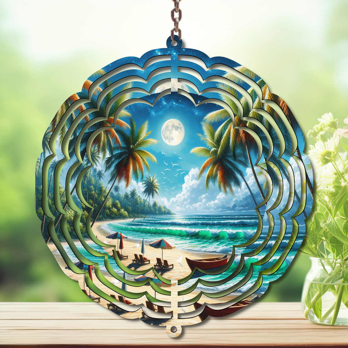 Beach Aluminum Metal Wind Spinner, multiple images available. TheCraftNook