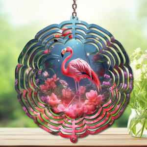 Flamingo Daydream Aluminum Metal Wind Spinner, multiple images available. TheCraftNook
