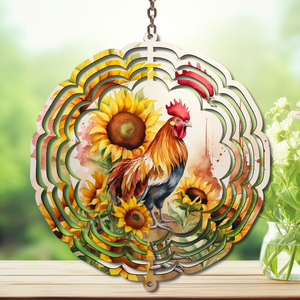 Chicken Aluminum Metal Wind Spinner, multiple images available. TheCraftNook