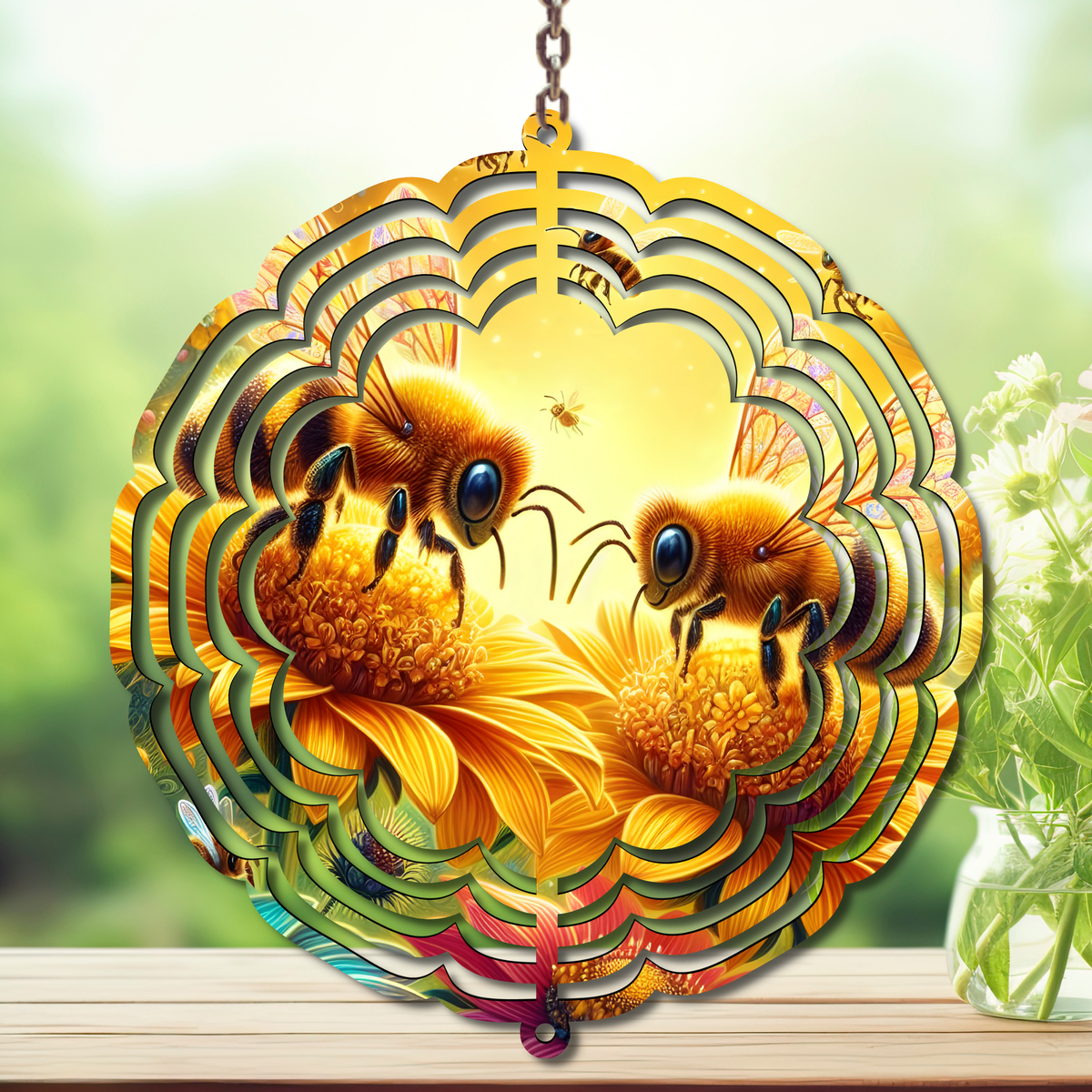 Honeybee Aluminum Metal Wind Spinner, Let your yard buzz with sunshine! Multiple images available. TheCraftNook