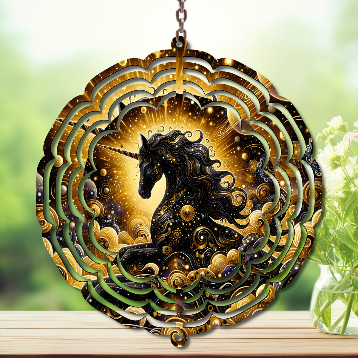 Unicorn Aluminum Metal Wind Spinner, multiple images available. TheCraftNook