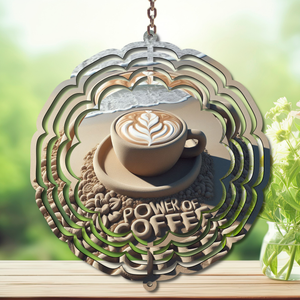 Caffeine in the Wind Spinner. Aluminum Metal Wind Spinner, multiple images available. TheCraftNook