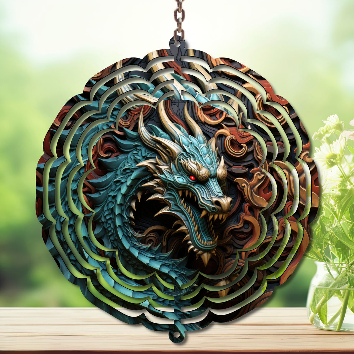 Dragons Aluminum Metal Wind Spinner, Let your yard roar with color — magical motion and fantasy‑themed flair. Multiple images available. TheCraftNook