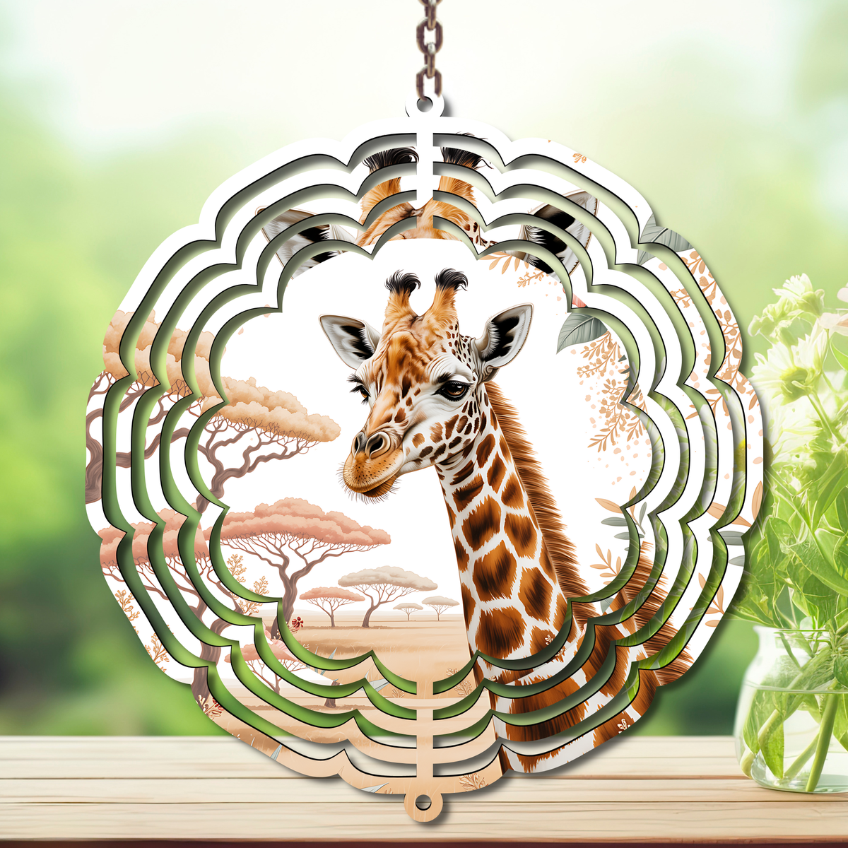 A tall twist on classic yard décor, Giraffe Aluminum Metal Wind Spinner, multiple images available. TheCraftNook