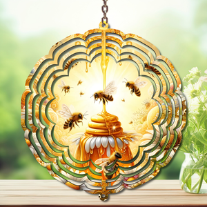 Honeybee Aluminum Metal Wind Spinner, Let your yard buzz with sunshine! Multiple images available. TheCraftNook