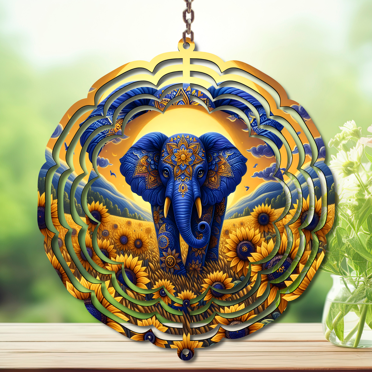 Elephant Aluminum Metal Wind Spinner, multiple images available. TheCraftNook