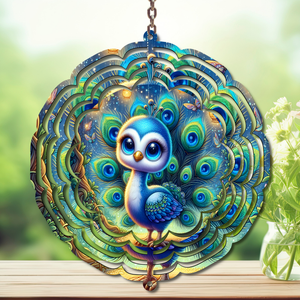 Peacock Aluminum Metal Wind Spinner, multiple images available. A swirl of peacock beauty in every breeze. TheCraftNook