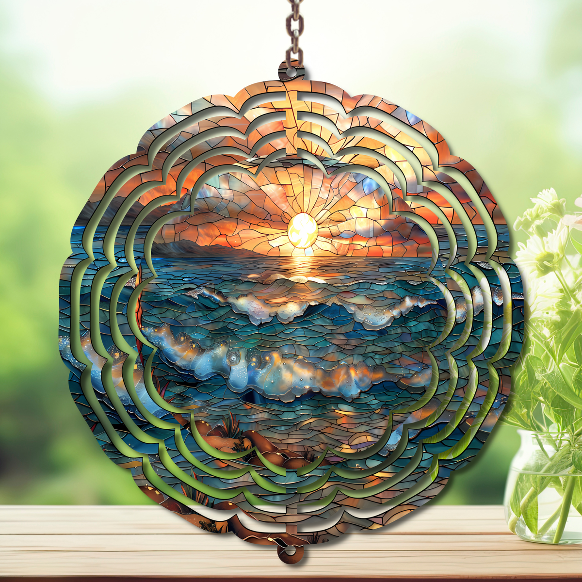 Beach Aluminum Metal Wind Spinner, multiple images available. TheCraftNook