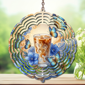 Caffeine in the Wind Spinner. Aluminum Metal Wind Spinner, multiple images available. TheCraftNook