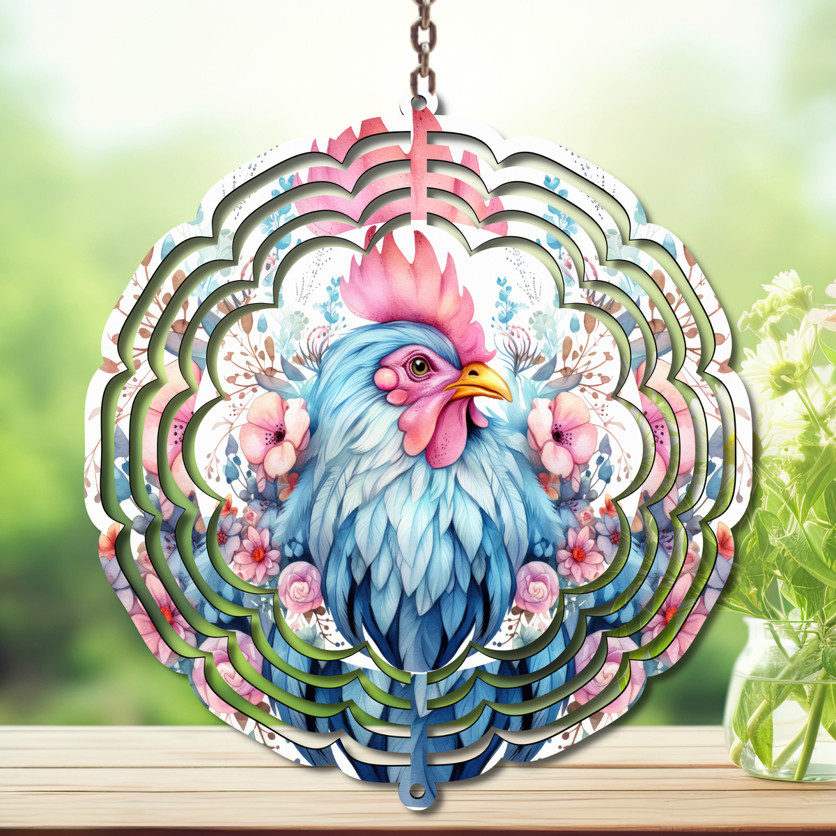 Chicken Aluminum Metal Wind Spinner, multiple images available. TheCraftNook