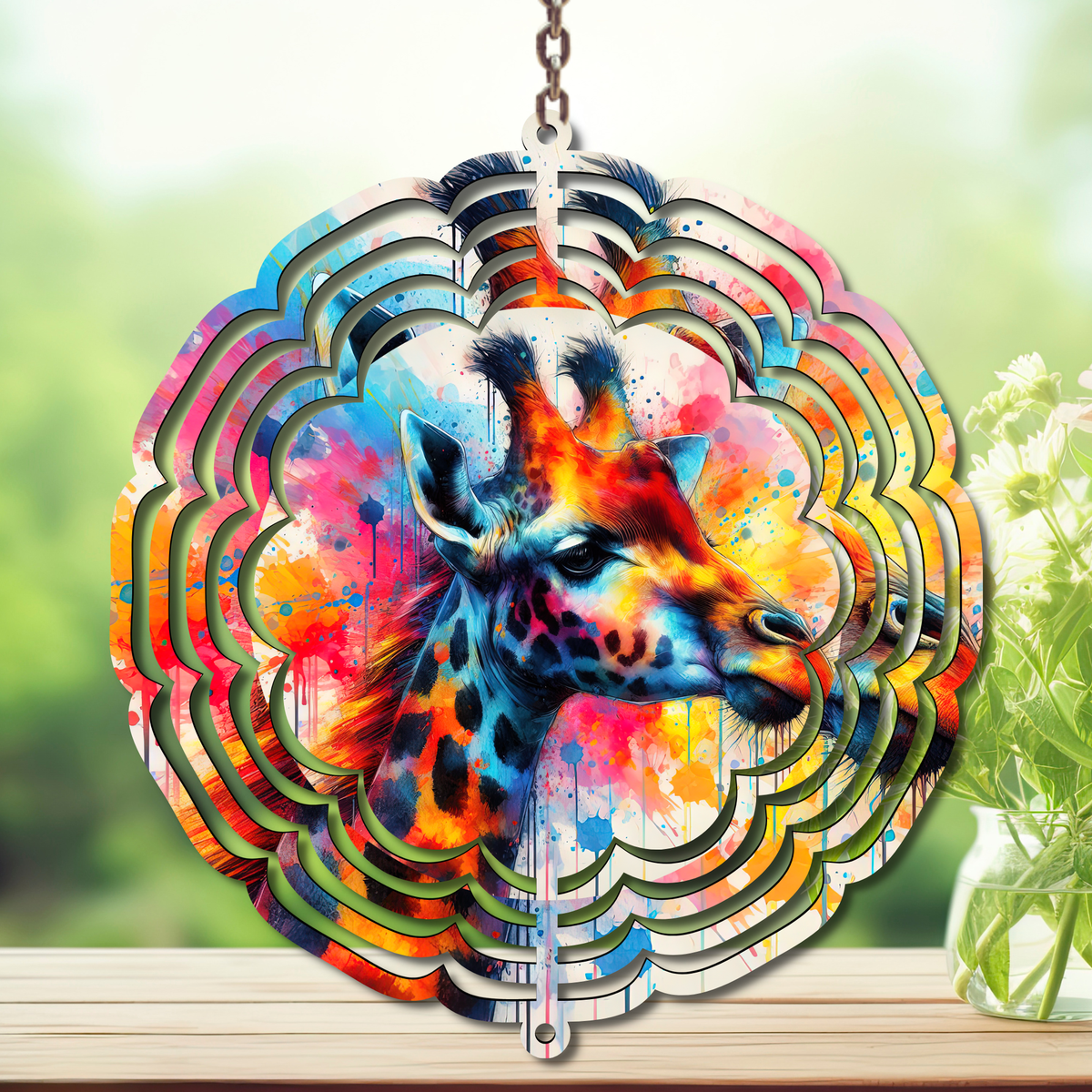 A tall twist on classic yard décor, Giraffe Aluminum Metal Wind Spinner, multiple images available. TheCraftNook