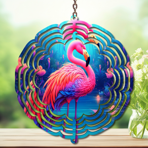 Flamingo Daydream Aluminum Metal Wind Spinner, multiple images available. TheCraftNook