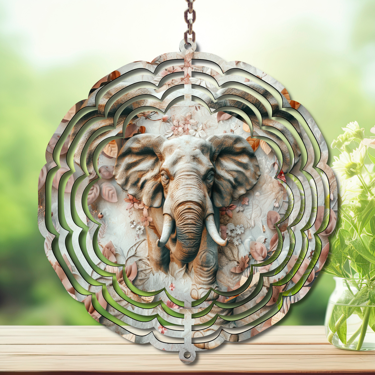 Elephant Aluminum Metal Wind Spinner, multiple images available. TheCraftNook