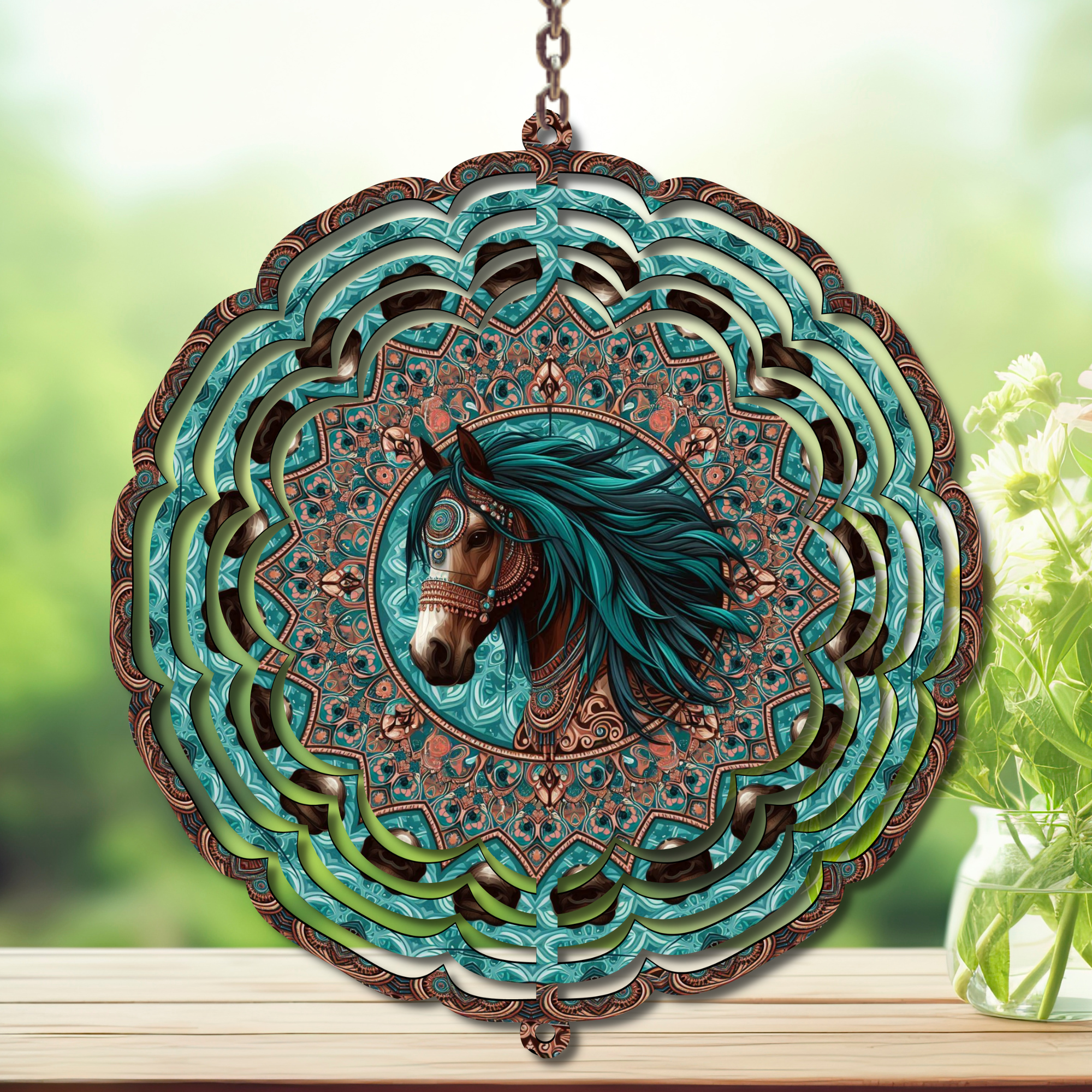 Horse Aluminum Metal Wind Spinner, multiple images available