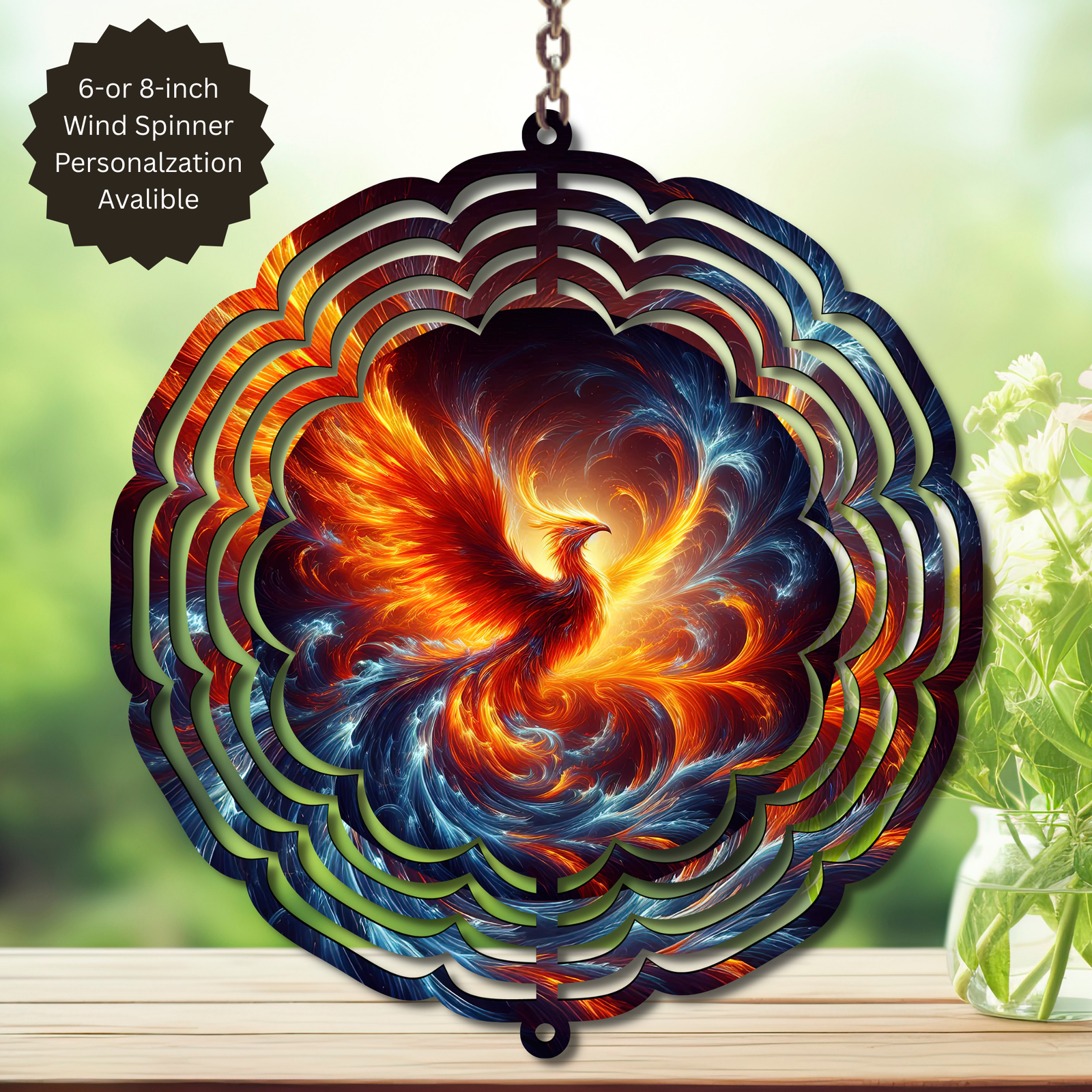 Phoenix Wind Spinner - Aluminum Metal Fire Bird Yard Art Outdoor Decor TheCraftNook
