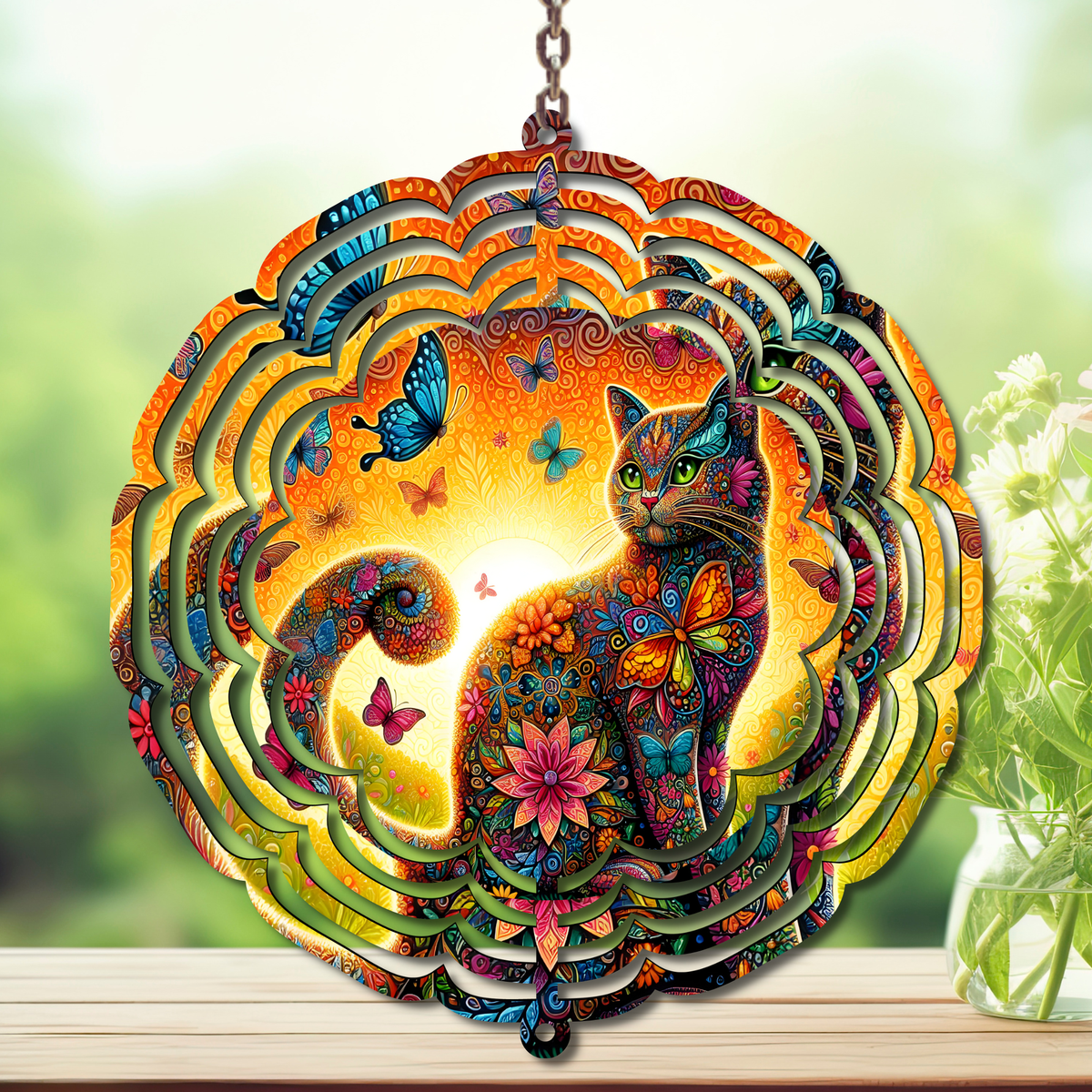 Cats Aluminum Metal Wind Spinner, Let your garden play with a little cattitude. Multiple images available. TheCraftNook