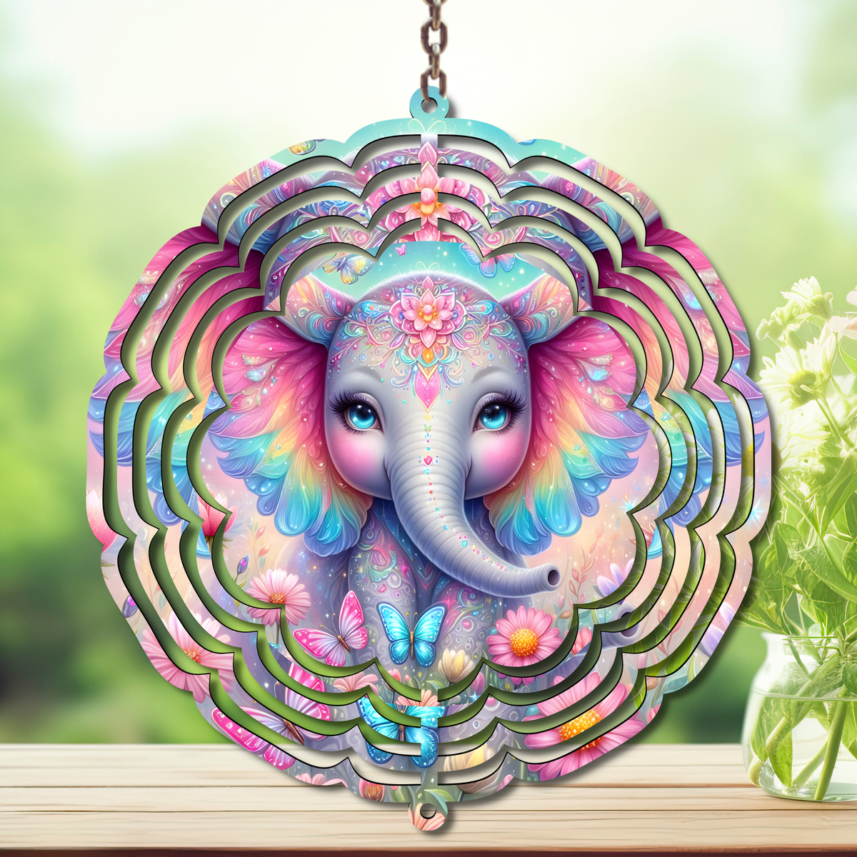 Elephant Aluminum Metal Wind Spinner, multiple images available. TheCraftNook