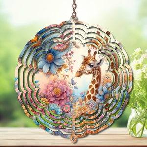 A tall twist on classic yard décor, Giraffe Aluminum Metal Wind Spinner, multiple images available. TheCraftNook