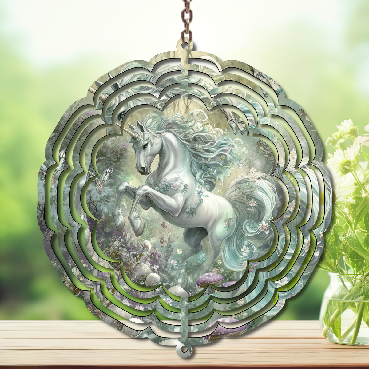 Unicorn Aluminum Metal Wind Spinner, multiple images available. TheCraftNook