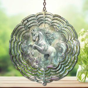 Unicorn Aluminum Metal Wind Spinner, multiple images available. TheCraftNook