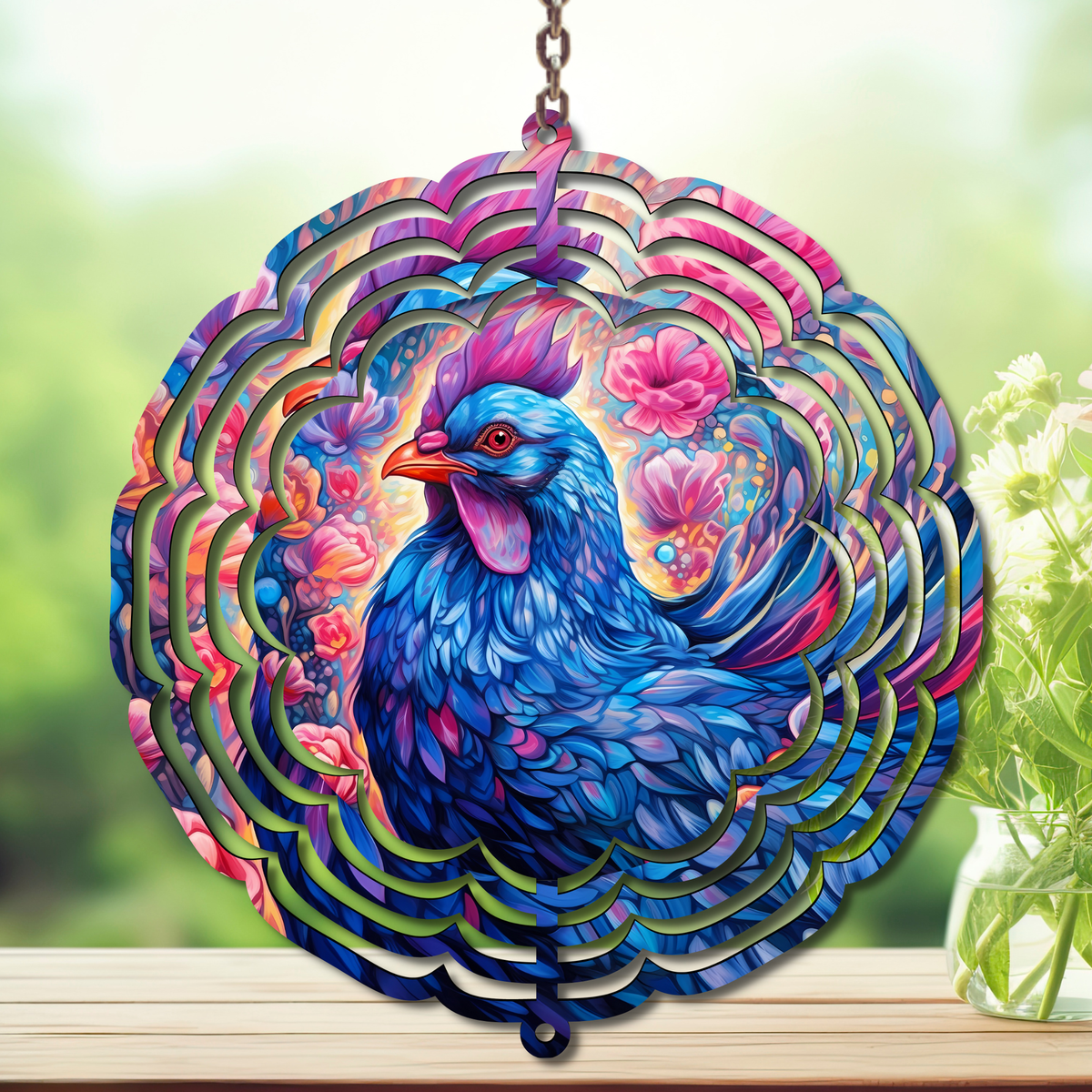 Chicken Aluminum Metal Wind Spinner, multiple images available. TheCraftNook