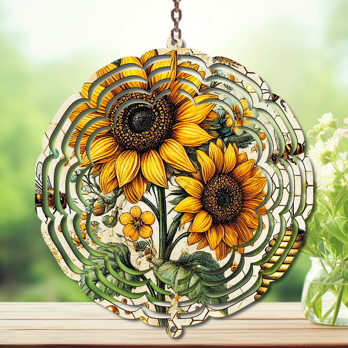 Honeybee Aluminum Metal Wind Spinner, Let your yard buzz with sunshine! Multiple images available. TheCraftNook