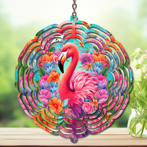 Flamingo Daydream Aluminum Metal Wind Spinner, multiple images available. TheCraftNook