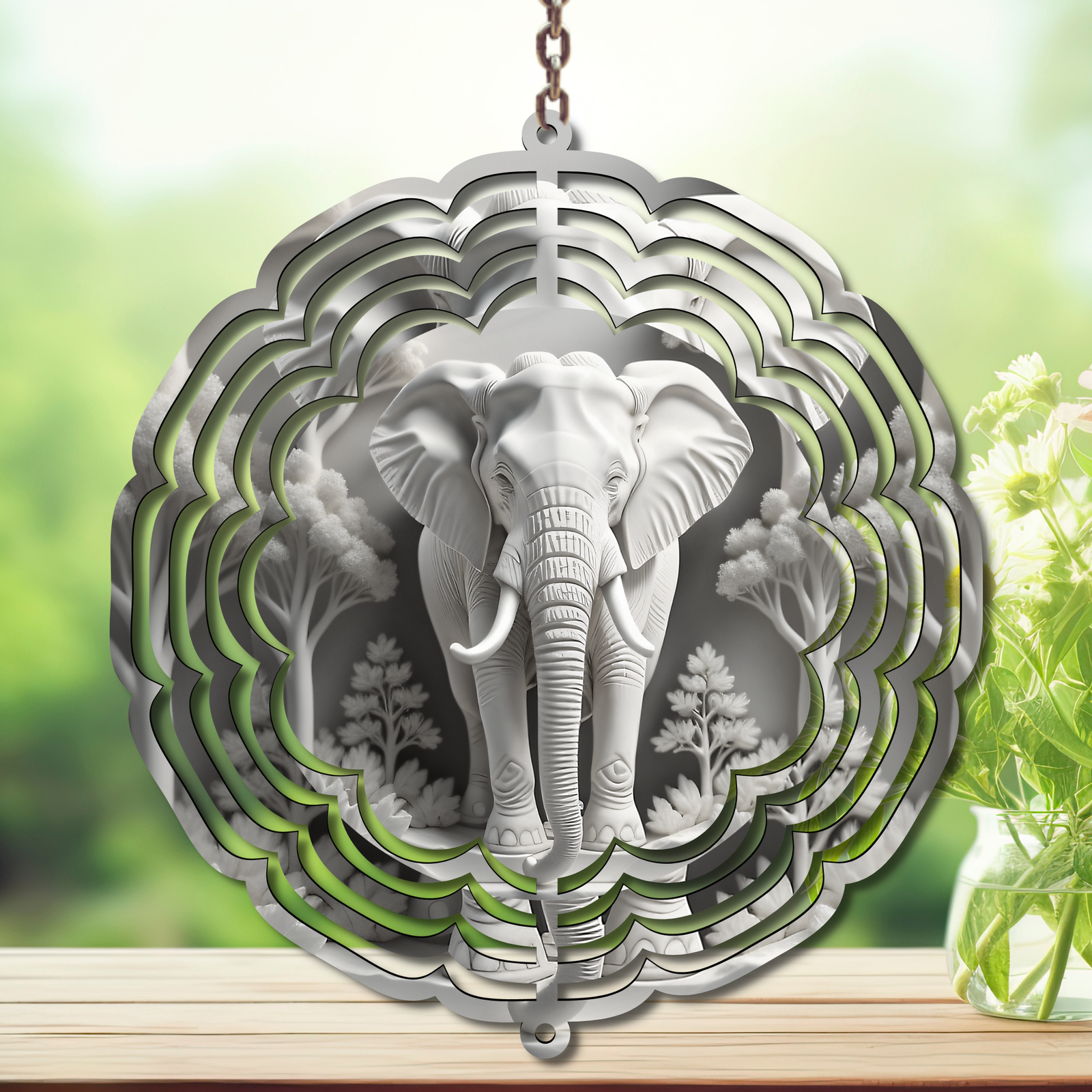 Elephant Aluminum Metal Wind Spinner, multiple images available. TheCraftNook