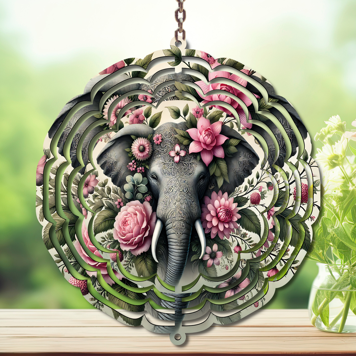 Elephant Aluminum Metal Wind Spinner, multiple images available. TheCraftNook