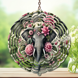Elephant Aluminum Metal Wind Spinner, multiple images available. TheCraftNook