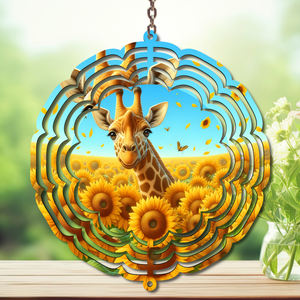 A tall twist on classic yard décor, Giraffe Aluminum Metal Wind Spinner, multiple images available. TheCraftNook