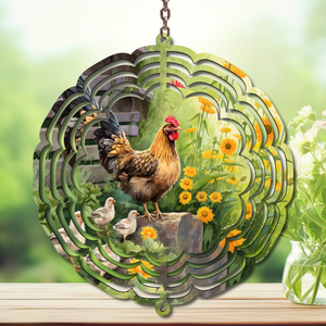 Chicken Aluminum Metal Wind Spinner, multiple images available. TheCraftNook