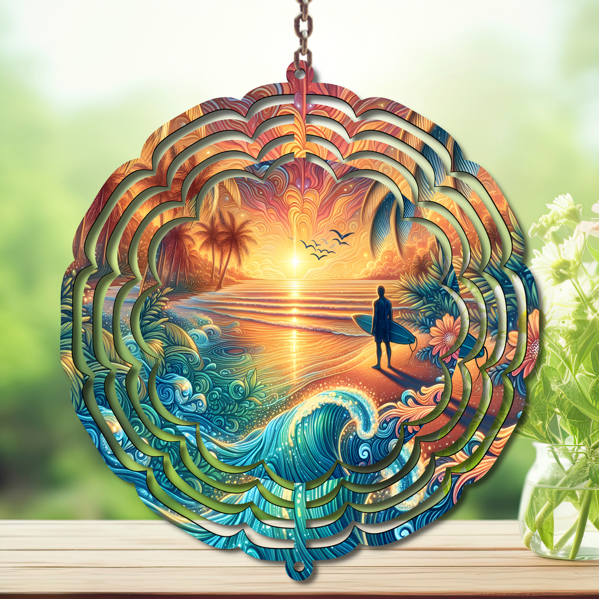 Beach Aluminum Metal Wind Spinner, multiple images available. TheCraftNook
