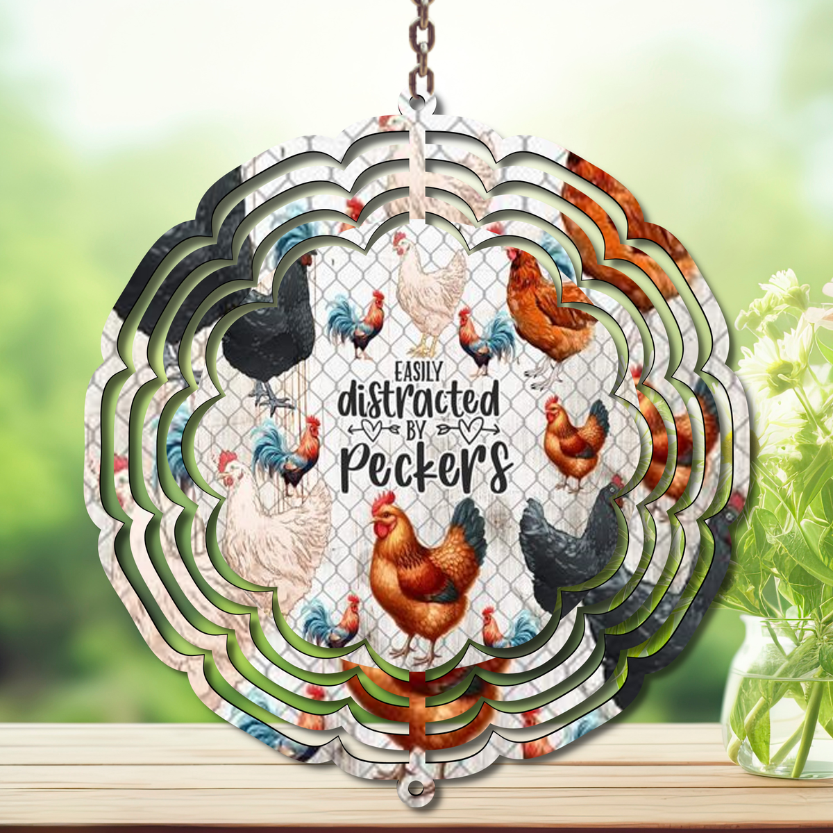 Chicken Aluminum Metal Wind Spinner, multiple images available. TheCraftNook