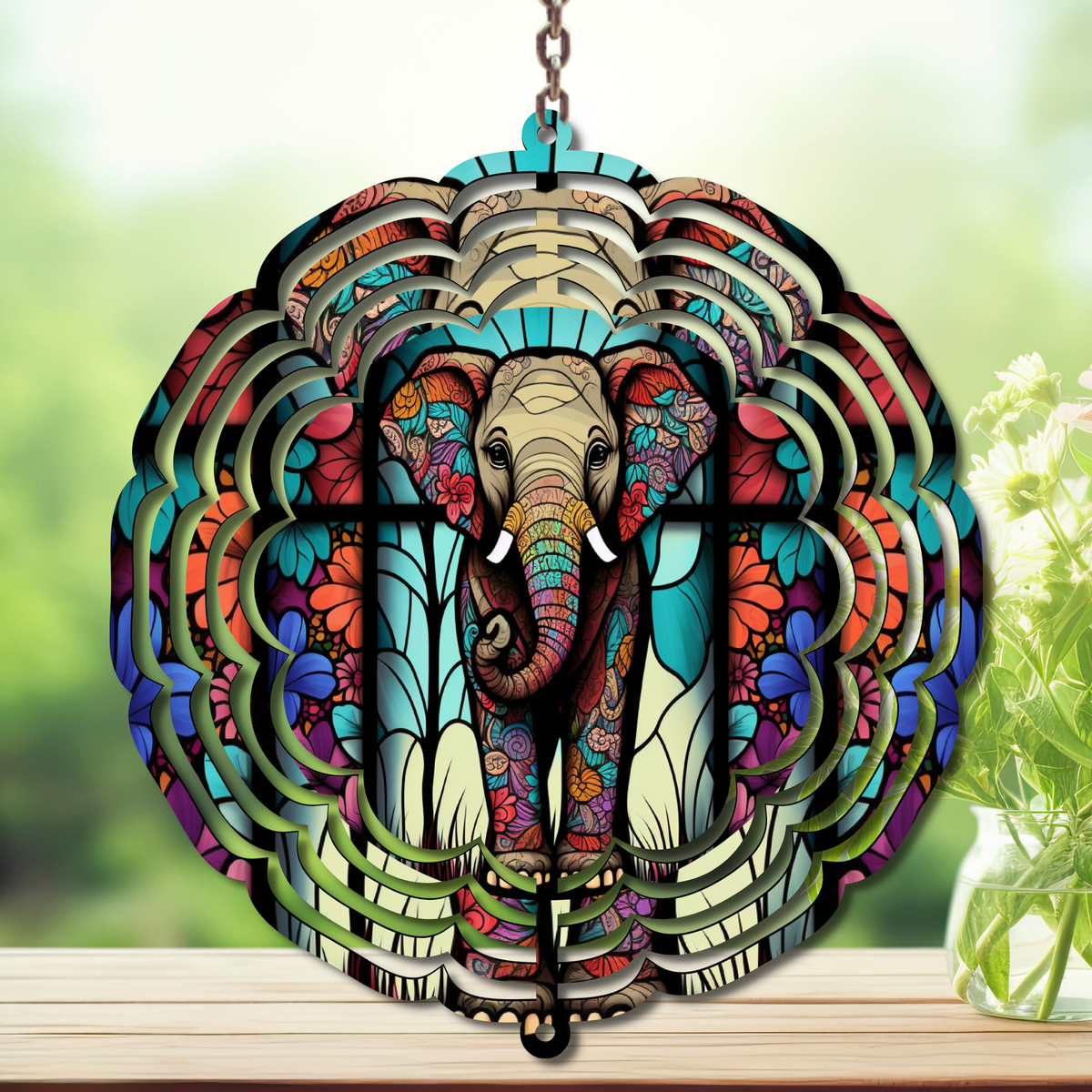 Elephant Aluminum Metal Wind Spinner, multiple images available. TheCraftNook
