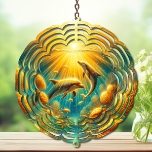 Dolphins Aluminum Metal Wind Spinner, Let your yard spin with ocean magic multiple images available. TheCraftNook